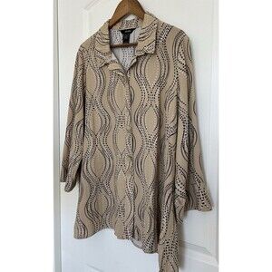 Ali Miles Womens Top 1X Button Artsy Lightweight Flowy Wire Collar Blouse Career